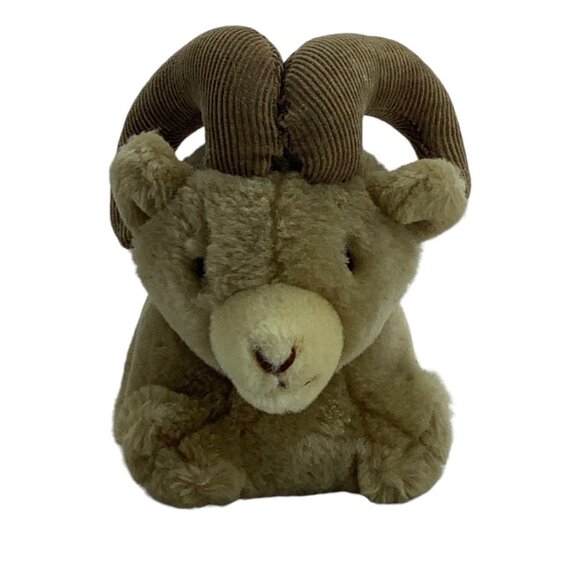 Vtg 1983 Dakin Big Horn Sheep Ram Plush Stuffed Animal Toy 7 Inch Brown - Picture 1 of 8